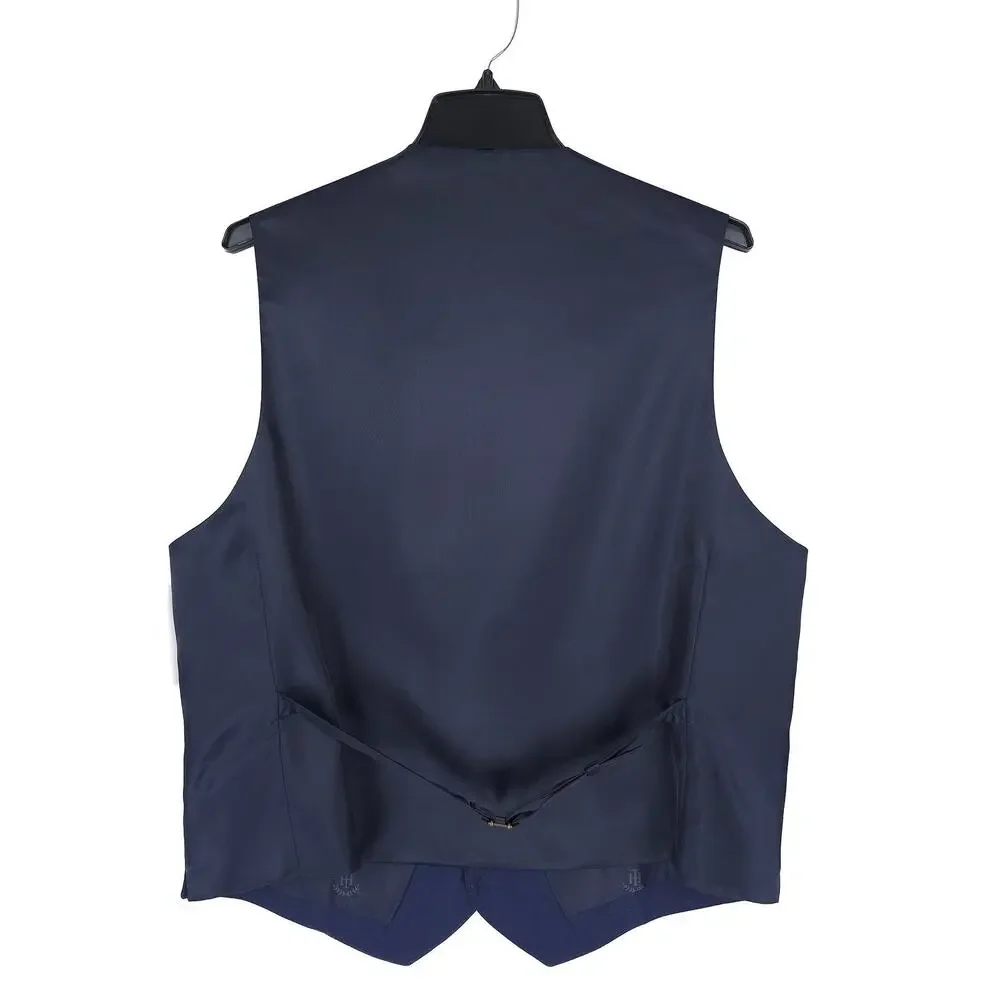 Tommy Hilfiger Mens Modern Fit Linen Suit Vest 3XL Navy Blue Solid NWT